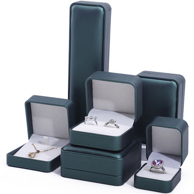 Verde Oscuro Noble Couro Falsos Joyería Cajas de Almacenamiento Embalaje de lujo de buen gusto