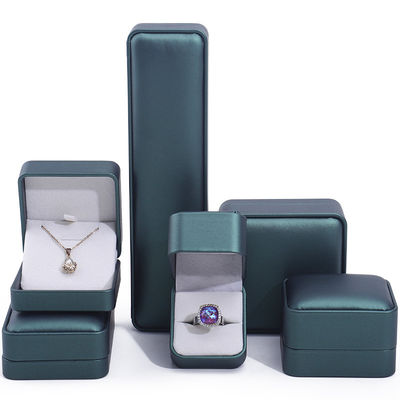 Verde Oscuro Noble Couro Falsos Joyería Cajas de Almacenamiento Embalaje de lujo de buen gusto