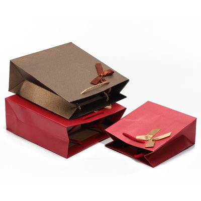 Twill Grain Papel de cartón de buen gusto Bolsas de regalo de joyería Contenedor de embalaje