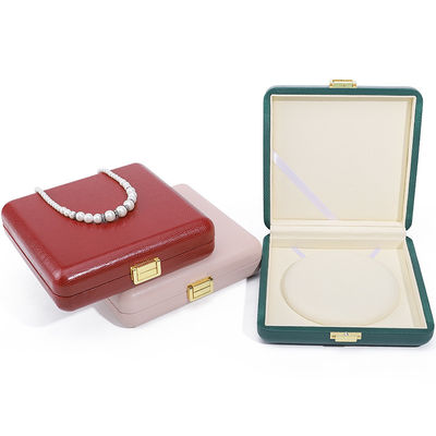 Suntuoso y duradero collar de piel de perla de PU caja de embalaje de joyería grande