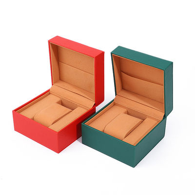 Caja de almacenamiento de relojes de cuero de revestimiento suave de PU con bolsillo de joyería interior