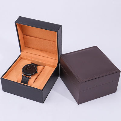 Caja de almacenamiento de relojes de cuero de revestimiento suave de PU con bolsillo de joyería interior