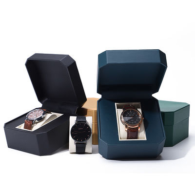 Caja de relojes de cuero de lujo con revestimiento de terciopelo suave para regalo