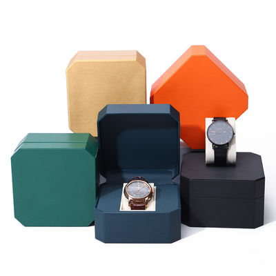 Caja de relojes de cuero de lujo con revestimiento de terciopelo suave para regalo