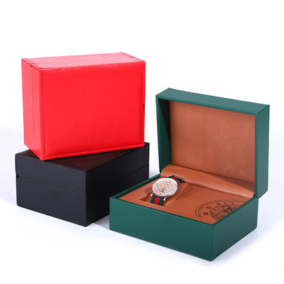 Impresión interna llamativa caja de embalaje de relojes de lujo de cuero falso para regalo