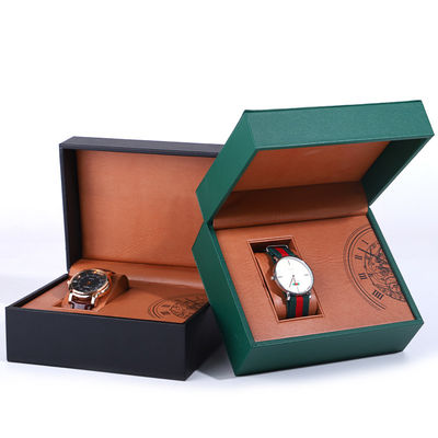 Impresión interna llamativa caja de embalaje de relojes de lujo de cuero falso para regalo