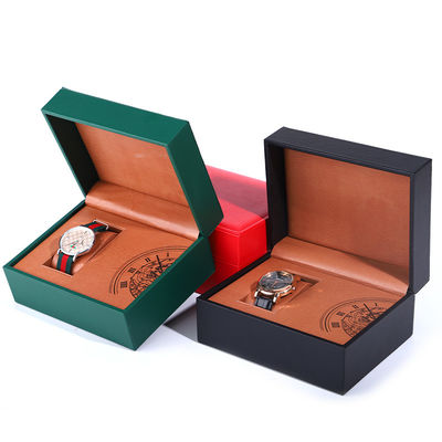 Impresión interna llamativa caja de embalaje de relojes de lujo de cuero falso para regalo