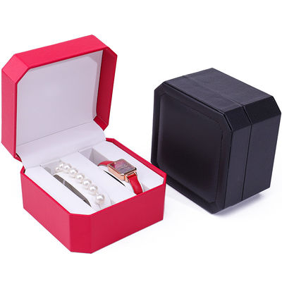 Caja de almacenamiento de relojes de cuero octogonal Compartimientos múltiples para el embalaje de regalos