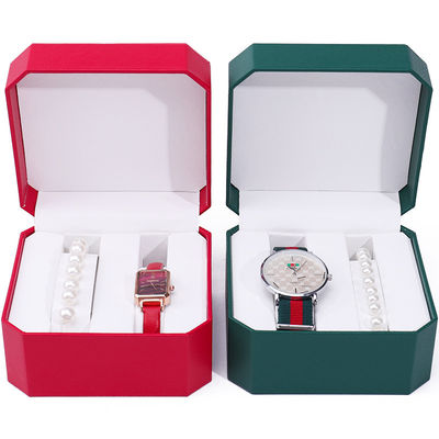 Caja de almacenamiento de relojes de cuero octogonal Compartimientos múltiples para el embalaje de regalos