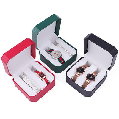 Caja de almacenamiento de relojes de cuero octogonal Compartimientos múltiples para el embalaje de regalos