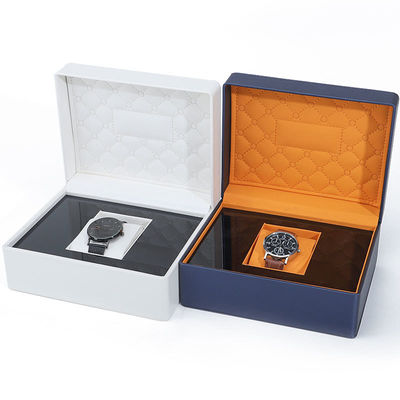 comprar Cuadro de relojes de cuero de PU con revestimiento suave en el tacto Embalaje de lujo con interior de madera elegante online manufacture