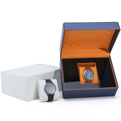 Cuadro de relojes de cuero de PU con revestimiento suave en el tacto Embalaje de lujo con interior de madera elegante