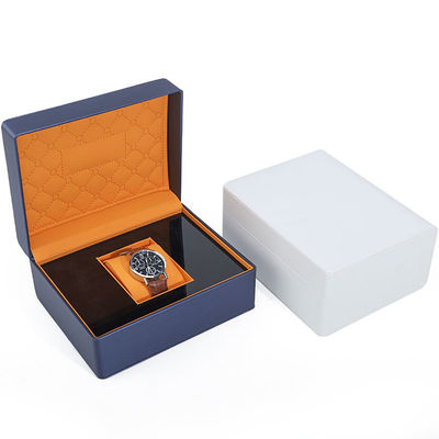 Cuadro de relojes de cuero de PU con revestimiento suave en el tacto Embalaje de lujo con interior de madera elegante
