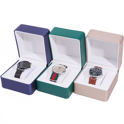 Brush Grain Smooth False Leather Reloj de almacenamiento caja hecha a mano Chic Luxury Packaging para hombres