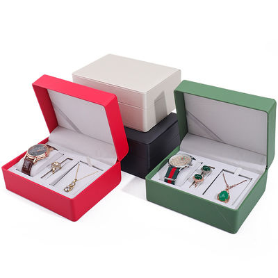 Cuadro de almacenamiento de relojes de cuero falso elegante y multifunción