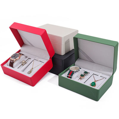 Cuadro de almacenamiento de relojes de cuero falso elegante y multifunción