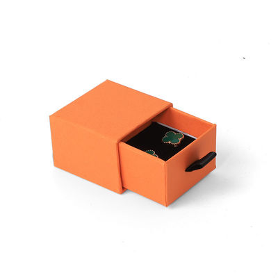 Fabricación al por mayor Eco Amigable regalo de alta calidad Caja de joyería personalizado anillo personalizado collar de orejas brazalete embalaje cartón naranja Papel cajón de joyería caja con logotipo