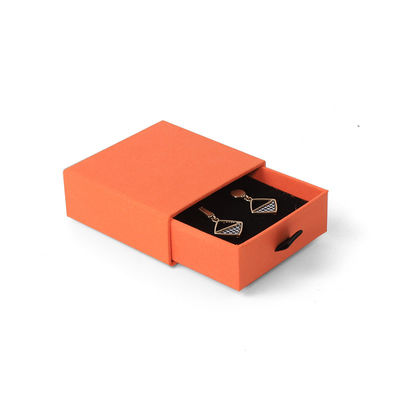 Fabricación al por mayor Eco Amigable regalo de alta calidad Caja de joyería personalizado anillo personalizado collar de orejas brazalete embalaje cartón naranja Papel cajón de joyería caja con logotipo