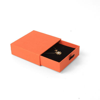 Fabricación al por mayor Eco Amigable regalo de alta calidad Caja de joyería personalizado anillo personalizado collar de orejas brazalete embalaje cartón naranja Papel cajón de joyería caja con logotipo
