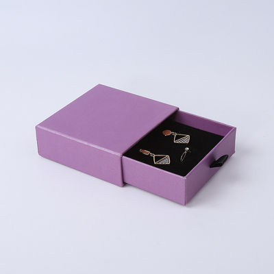 Fabricación al por mayor Eco amigable regalo de alta calidad Caja de joyería personalizado anillo personalizado collar de orejas brazalete embalaje cartón púrpura Papel cajón de joyería caja con logotipo