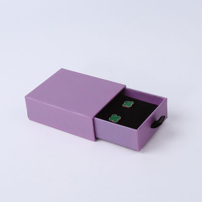 Fabricación al por mayor Eco amigable regalo de alta calidad Caja de joyería personalizado anillo personalizado collar de orejas brazalete embalaje cartón púrpura Papel cajón de joyería caja con logotipo