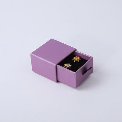 Fabricación al por mayor Eco amigable regalo de alta calidad Caja de joyería personalizado anillo personalizado collar de orejas brazalete embalaje cartón púrpura Papel cajón de joyería caja con logotipo
