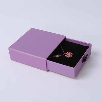 Fabricación al por mayor Eco amigable regalo de alta calidad Caja de joyería personalizado anillo personalizado collar de orejas brazalete embalaje cartón púrpura Papel cajón de joyería caja con logotipo