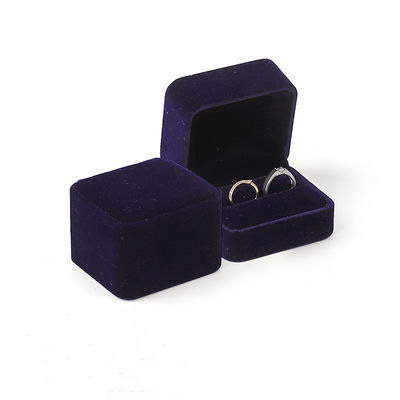Cuadrado verde oscuro Veludo Joyería anillo de boda embalaje flip caja de joyas