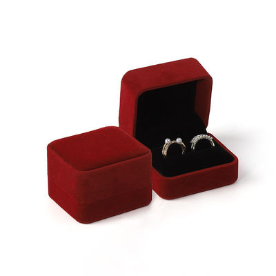Cuadrado verde oscuro Veludo Joyería anillo de boda embalaje flip caja de joyas