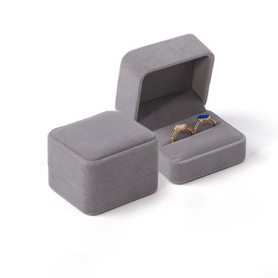 Cuadrado verde oscuro Veludo Joyería anillo de boda embalaje flip caja de joyas