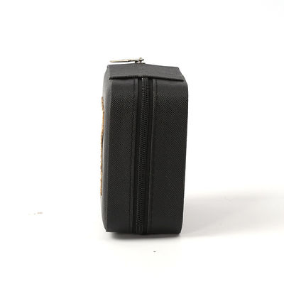 Joyería de lujo caja de almacenamiento de regalos logotipo personalizado portátil de cuero pequeño organizador de viaje negro