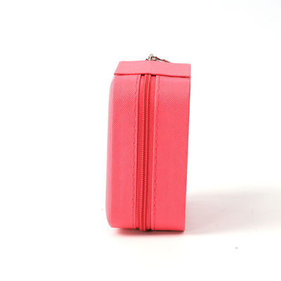 Joyería de lujo Caja de almacenamiento de regalos portátil personalizada de cuero pequeño Rosa Roja Joyería organizador de viajes