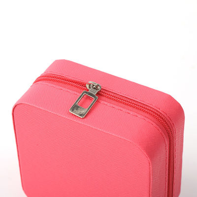 Joyería de lujo Caja de almacenamiento de regalos portátil personalizada de cuero pequeño Rosa Roja Joyería organizador de viajes