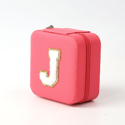 Joyería de lujo Caja de almacenamiento de regalos portátil personalizada de cuero pequeño Rosa Roja Joyería organizador de viajes