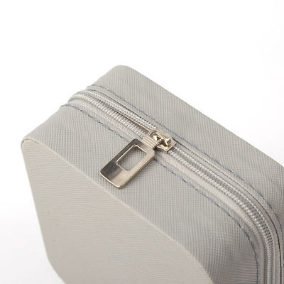 Pequeño organizador de joyas de cuero gris caja de almacenamiento de joyas de viaje