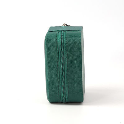 Caja de almacenamiento de joyas de regalo portátil personalizada de cuero pequeño verde oscuro Organizador de joyas Caja de almacenamiento de joyas
