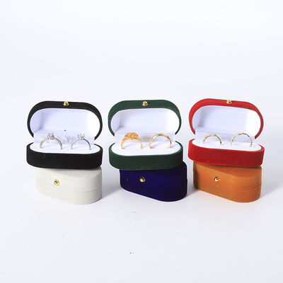 Embalaje de caja de anillo de terciopelo personalizado para joyas de boda y compromiso