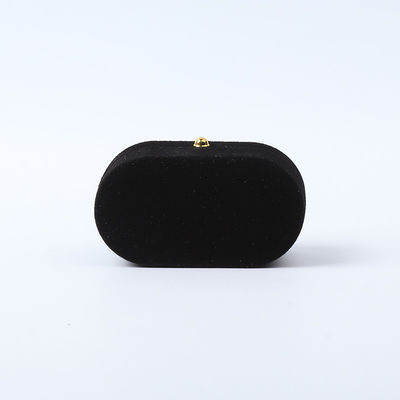 Envasado de joyas de terciopelo negro personalizado Engaño de boda Anillo doble Caja de joyas de lujo