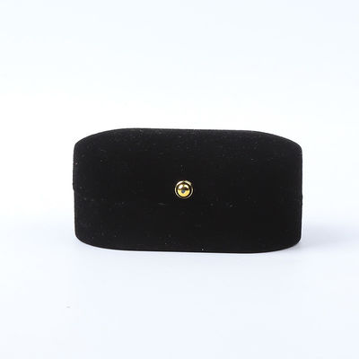 Envasado de joyas de terciopelo negro personalizado Engaño de boda Anillo doble Caja de joyas de lujo