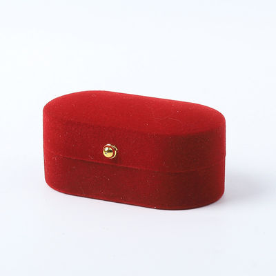 Caja de joyería de lujo personalizada de terciopelo rojo personalizada envasado de joyería boda compromiso caja de anillo doble