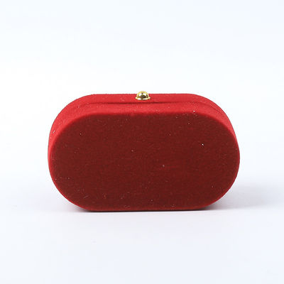 Caja de joyería de lujo personalizada de terciopelo rojo personalizada envasado de joyería boda compromiso caja de anillo doble