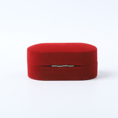 Caja de joyería de lujo personalizada de terciopelo rojo personalizada envasado de joyería boda compromiso caja de anillo doble