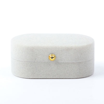 Caja de joyería de lujo personalizada de color gris terciopelo de joyería de embalaje de boda de compromiso de doble anillo de caja