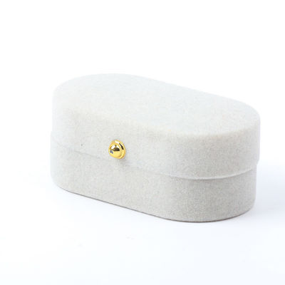 Caja de joyería de lujo personalizada de color gris terciopelo de joyería de embalaje de boda de compromiso de doble anillo de caja