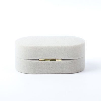 Caja de joyería de lujo personalizada de color gris terciopelo de joyería de embalaje de boda de compromiso de doble anillo de caja
