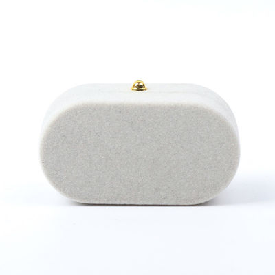 comprar Caja de joyería de lujo personalizada de color gris terciopelo de joyería de embalaje de boda de compromiso de doble anillo de caja online manufacture