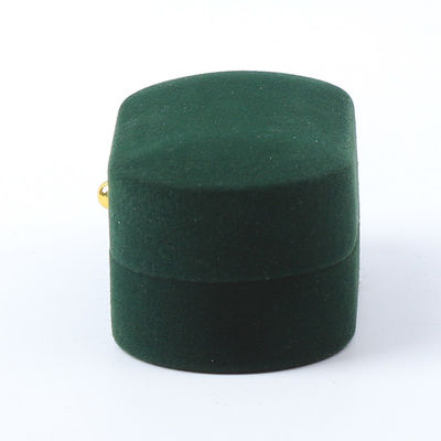 Bolsa de joyería de lujo de fabricación de lujo personalizada de color verde de terciopelo de joyería de embalaje de boda compromiso doble de anillo de caja con logotipo