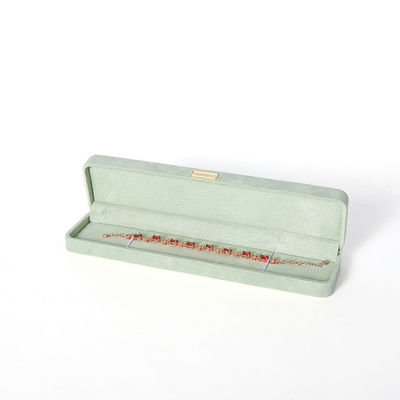 Caja de joyería de franela de terciopelo verde claro de lujo de alta gama para pulsera, collar, anillo y pendientes