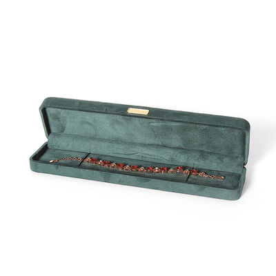 Fabricación al por mayor Caja de joyería de lujo personalizada de alta gama Collar Brazalete Aretes Anillo conjunto de joyas Embalaje Veludo verde oscuro Caja de joyas con logotipo