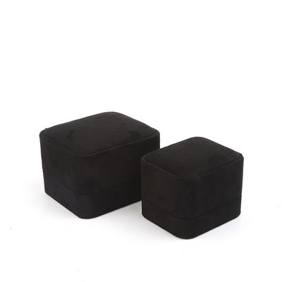 Venta al por mayor de joyas de alta gama embalaje caja de anillos logotipo personalizado embalaje de joyas de lujo matrimonio doble compromiso caja de anillo de terciopelo